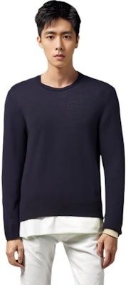 Burberry FW23 Suéter de Punto Holgado a Rayas Cuello Redondo - Azul Oscuro 40200441 Shop Burberry FW23 Suéter de Punto Holgado a Rayas Cuello Redondo - Azul Oscuro 40200441