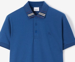 Burberry FW23 Baju Polo Lengan Pendek Logo Bersulam Berjalur Biru Navy. 80707721 Details for Burberry FW23 Baju Polo Lengan Pendek Logo Bersulam Berjalur Biru Navy. 80707721