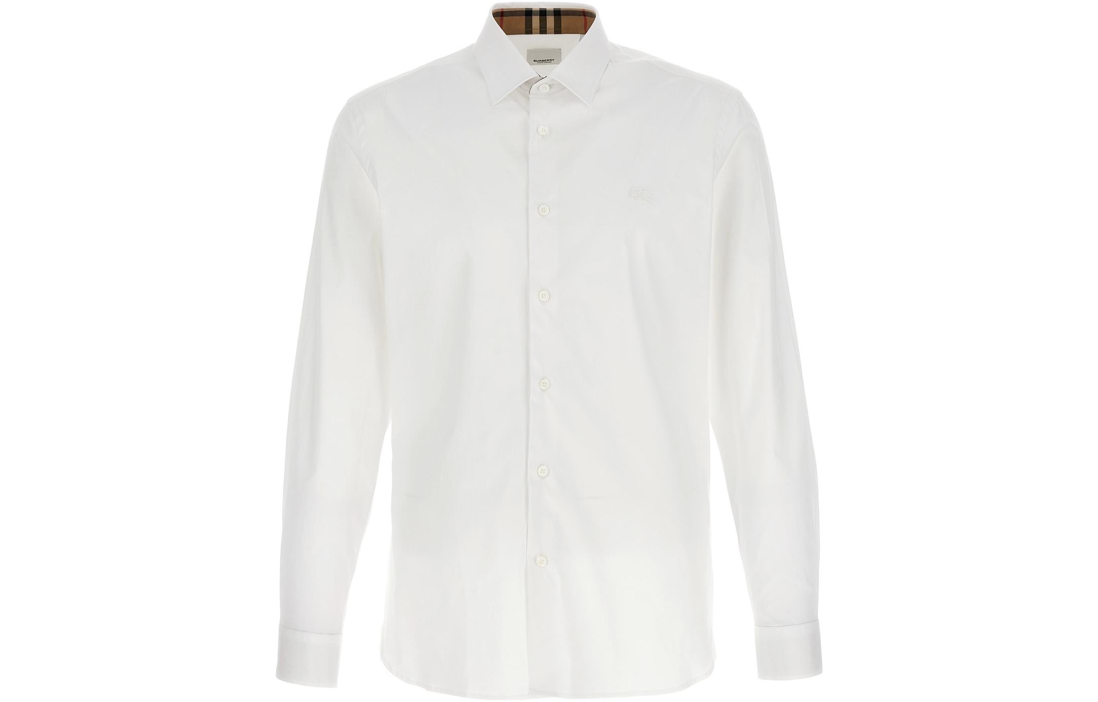 Order Burberry Baju Putih Logo Lengan Panjang Single-Breasted FW23. 80714651