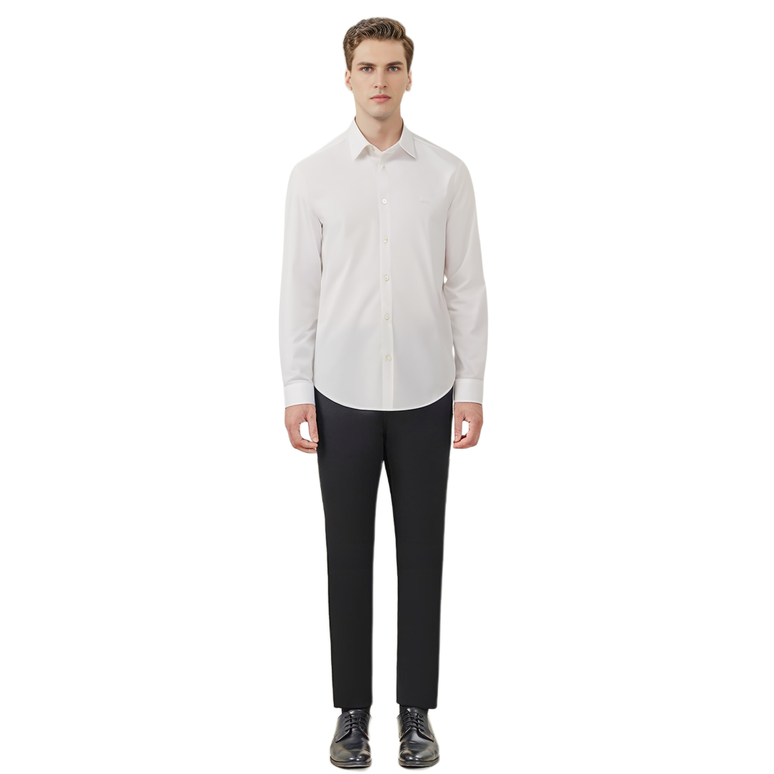 Shop Burberry Baju Putih Logo Lengan Panjang Single-Breasted FW23. 80714651