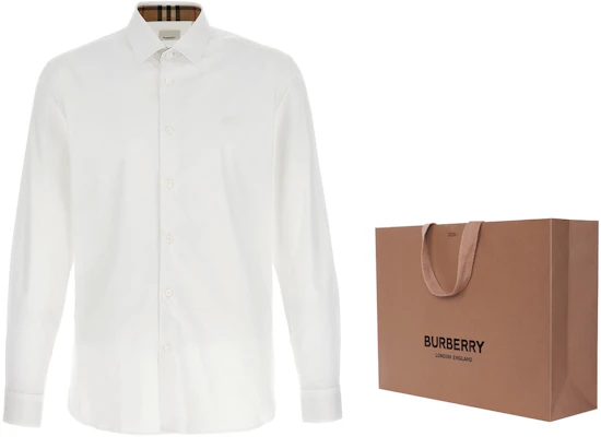 Burberry Baju Putih Logo Lengan Panjang Single-Breasted FW23. 80714651 Details for Burberry Baju Putih Logo Lengan Panjang Single-Breasted FW23. 80714651