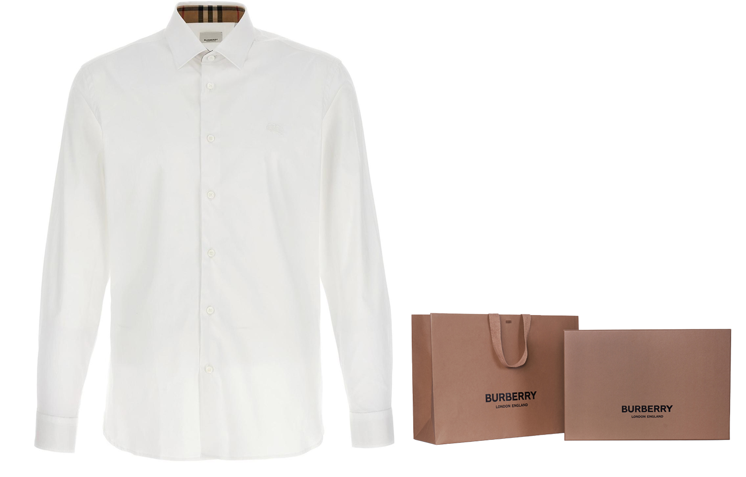 Sizing Burberry Baju Putih Logo Lengan Panjang Single-Breasted FW23. 80714651