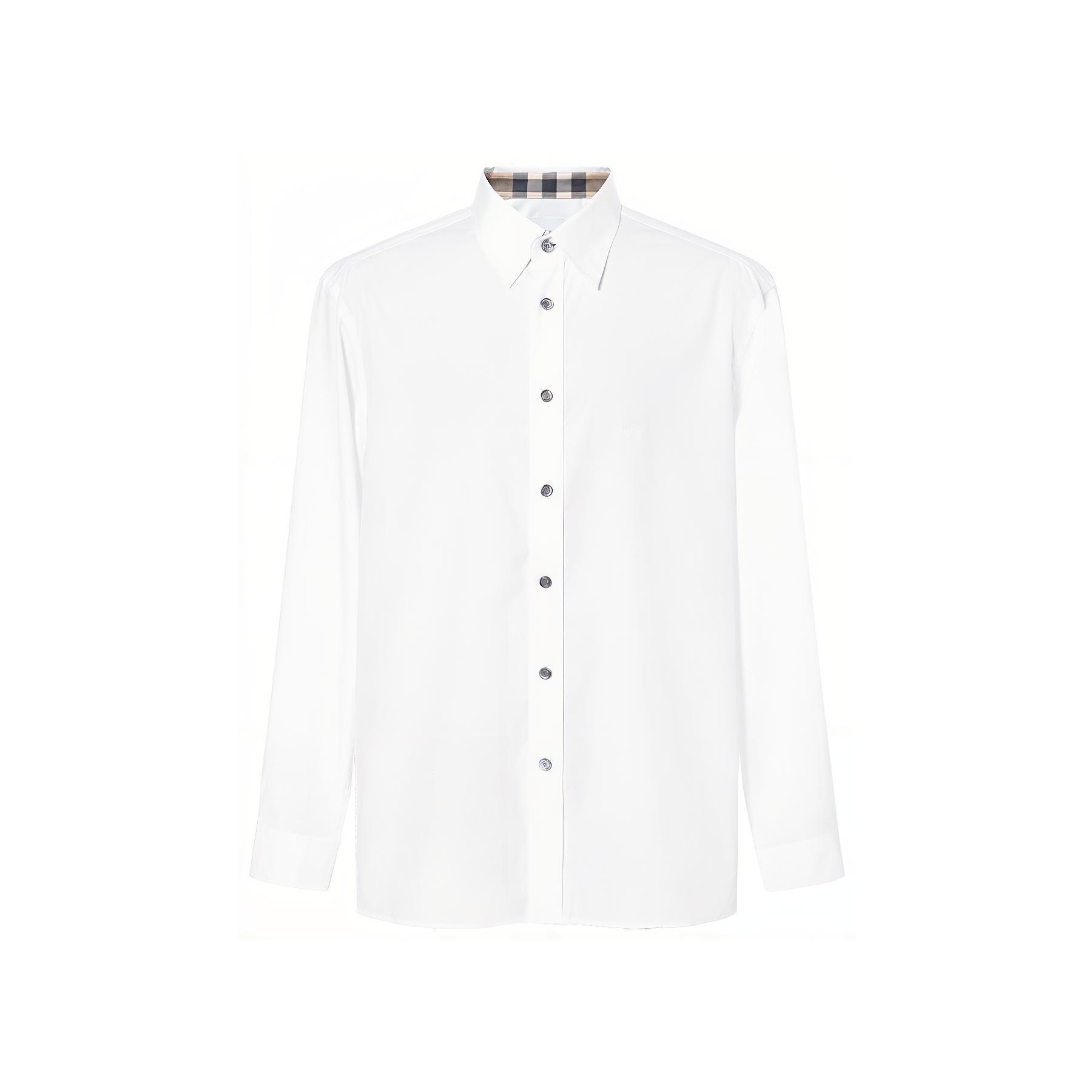 Burberry FW23  White Long-Sleeve Shirt with Logo and Button-Down Collar. 80667681