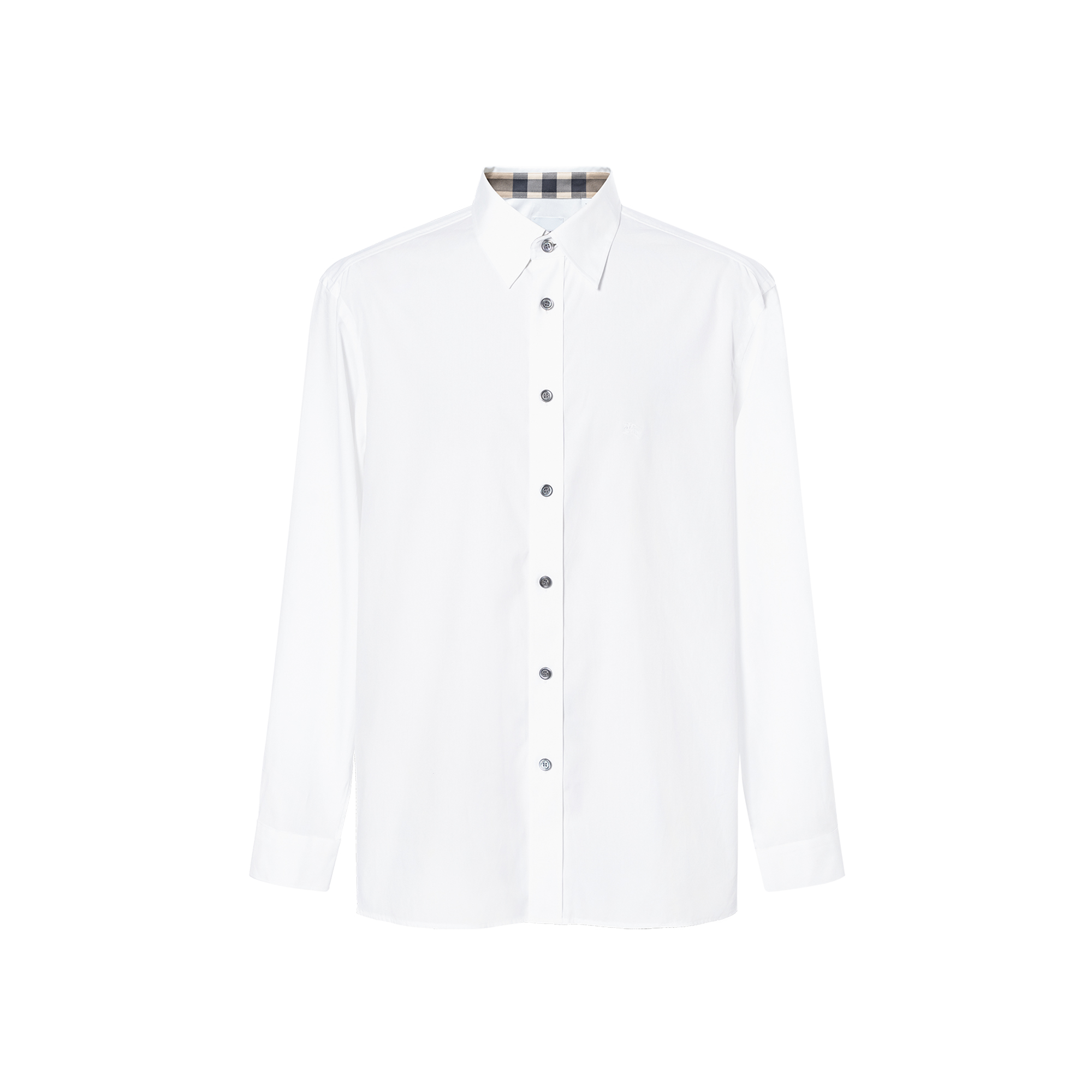 Order 버버리 FW23 화이트 로고 버튼다운 칼라 긴소매 셔츠. 80667681