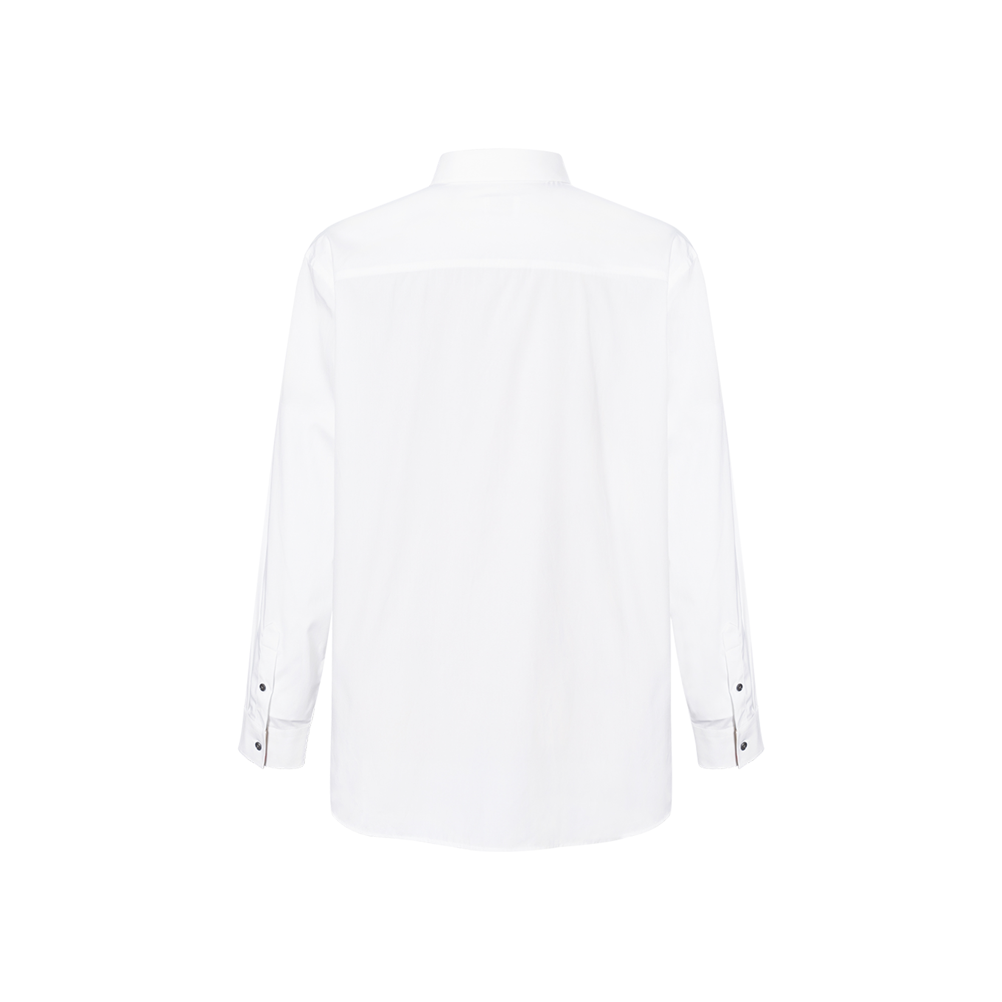 Lookbook 버버리 FW23 화이트 로고 버튼다운 칼라 긴소매 셔츠. 80667681