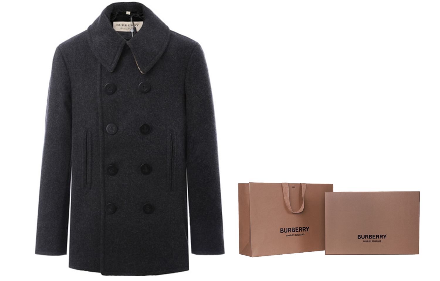 Burberry FW23  Wool Double-Breasted Overcoat in Dark Grey - Warm & Stylish. 80042531 圖 10