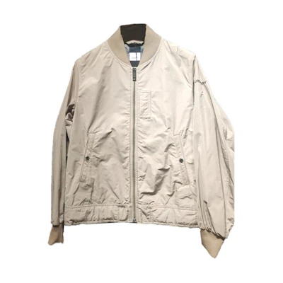 Burberry FW23 Beige Solid Zip-Up Baseball Collar Jacket 8067851