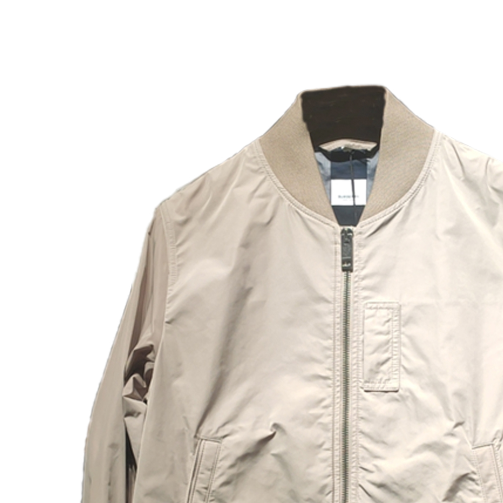 Shop Burberry FW23 Beige Solid Zip-Up Baseball Collar Jacket 8067851