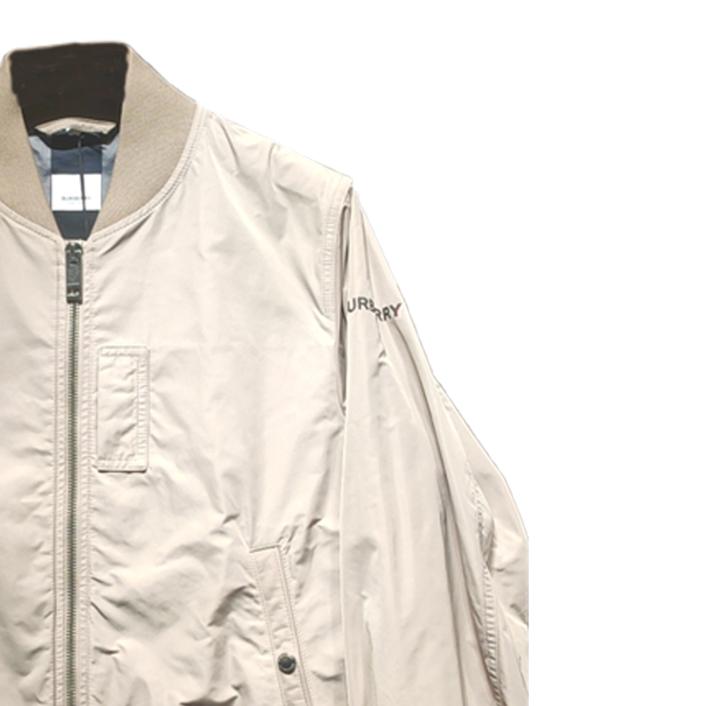 Sizing Burberry FW23 Beige Solid Zip-Up Baseball Collar Jacket 8067851