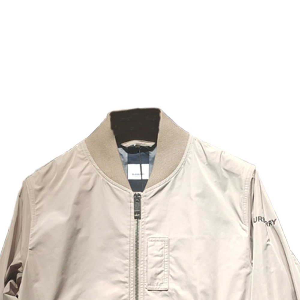 Cheap Burberry FW23 Beige Solid Zip-Up Baseball Collar Jacket 8067851