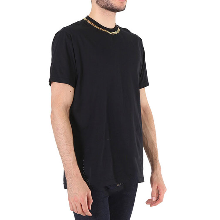 Purchase Burberry FW23 Black Chain Detail Short Sleeve Casual T-Shirt Men. 4559581