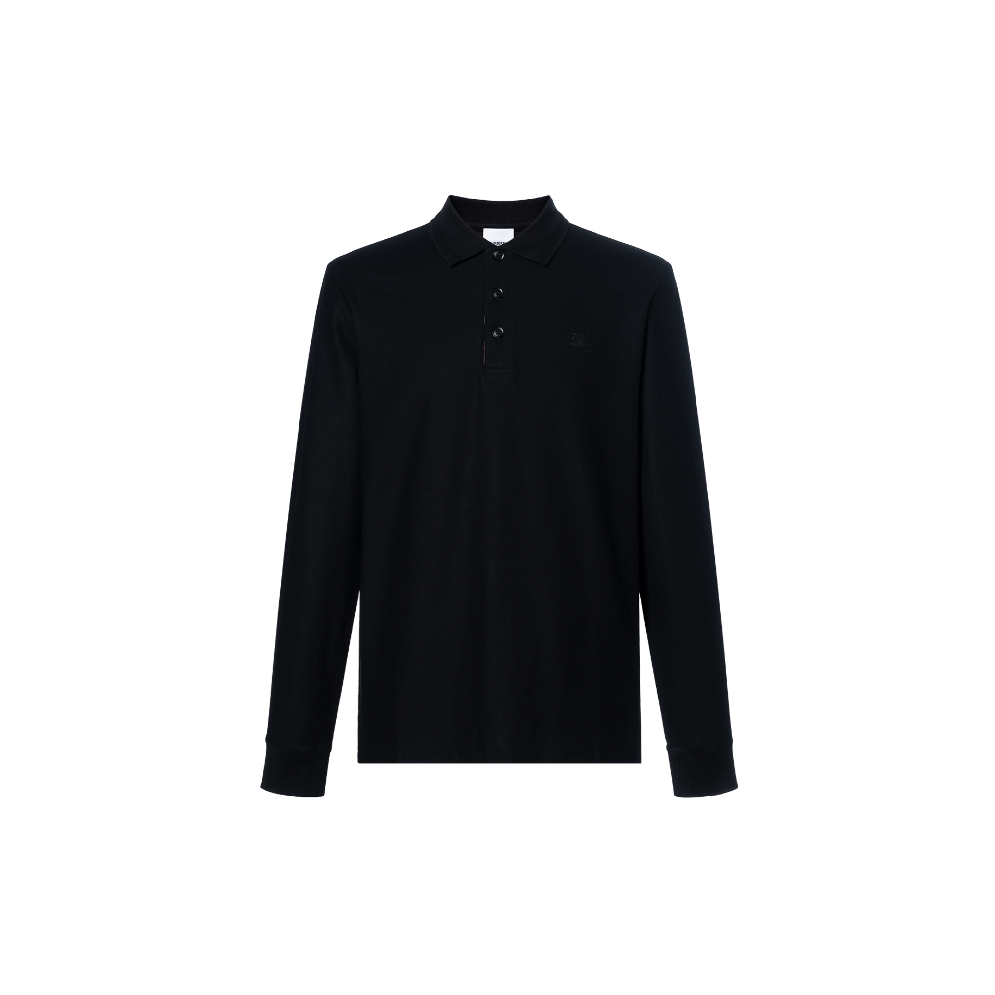 Order Burberry FW23 Black Equestrian Logo Check Long Sleeve Polo Shirt for Men. 80754851