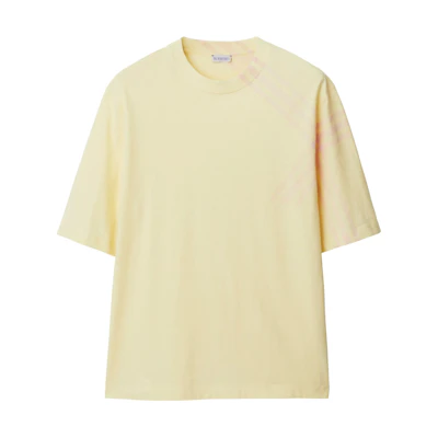 Burberry FW23 Check Crewneck Short Sleeve T-Shirt Men’s Light Yellow. 80820531