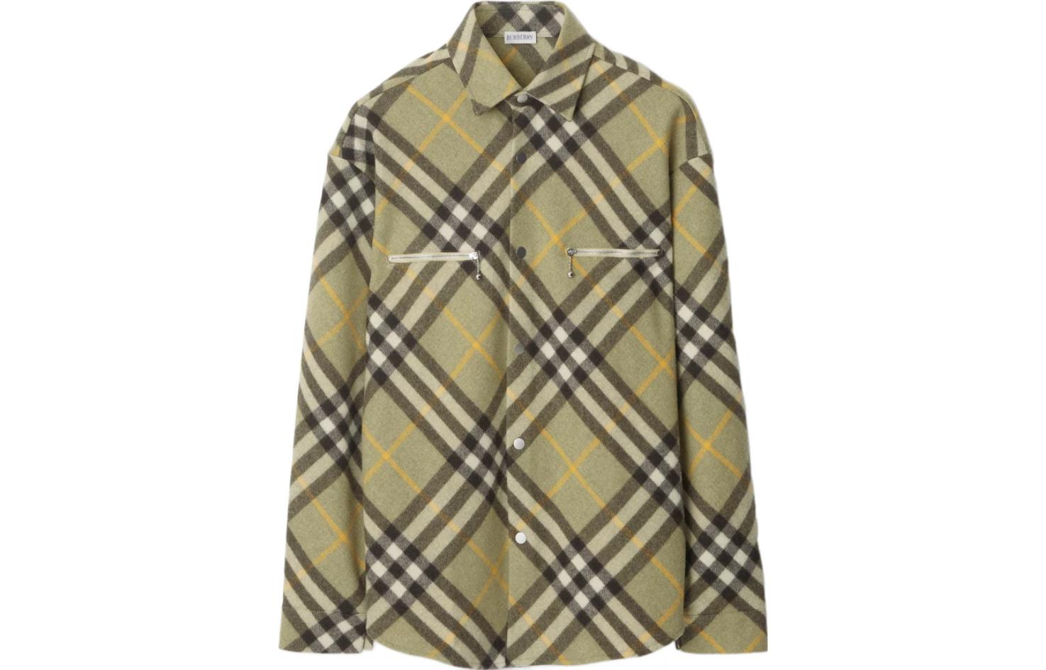 Burberry FW23 Check Pattern Single-Breasted Long-Sleeve Shirt Brown Green Men 80764701
