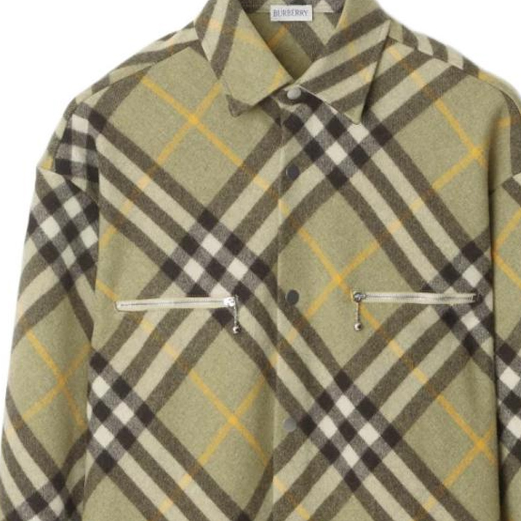 Burberry FW23 Check Pattern Single-Breasted Long-Sleeve Shirt Brown Green Men 80764701 圖 6