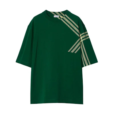 Burberry FW23 Check Print Crewneck Oversized T-Shirt - Dark Green. 80820521