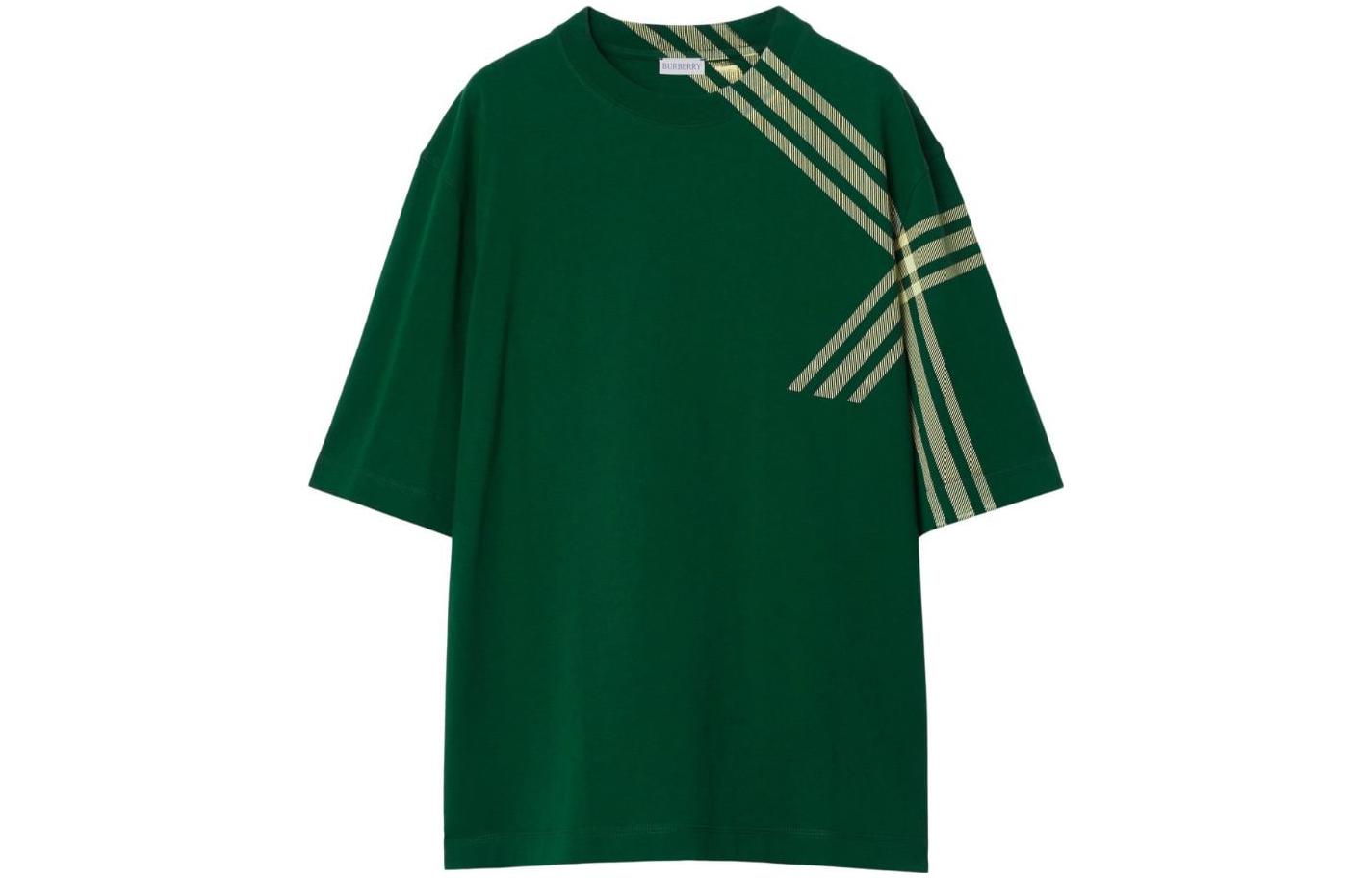 Burberry FW23 Check Print Crewneck Oversized T-Shirt  - Dark Green. 80820521 圖 2