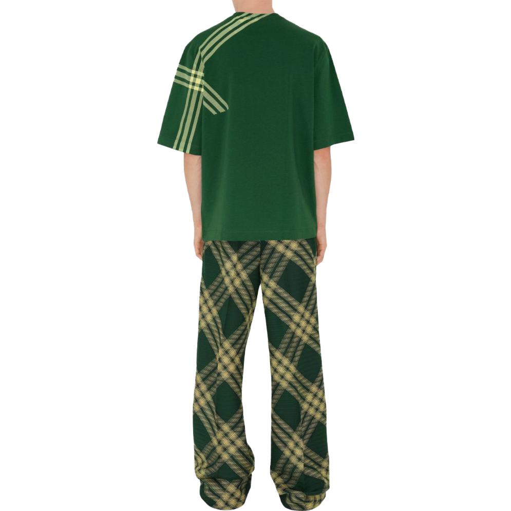 Burberry FW23 Check Print Crewneck Oversized T-Shirt  - Dark Green. 80820521 圖 5