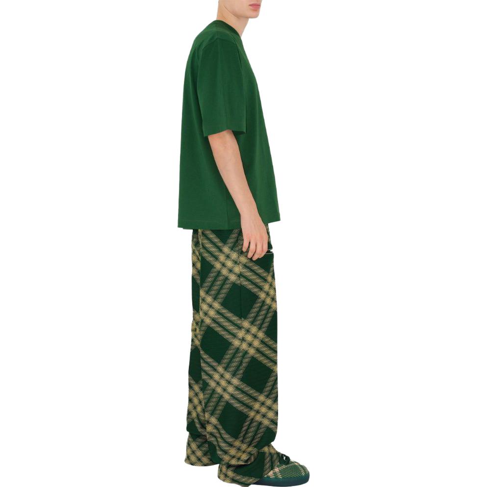 Burberry FW23 Check Print Crewneck Oversized T-Shirt  - Dark Green. 80820521 圖 6