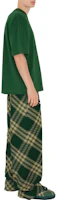 Details for Burberry FW23 Check Print Crewneck Oversized T-Shirt - Dark Green. 80820521