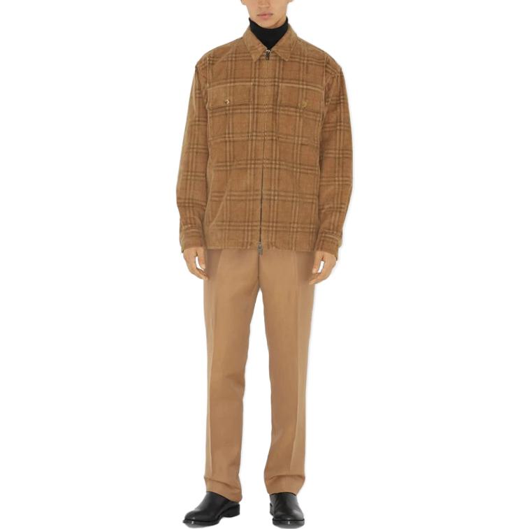 Burberry FW23 Check Print Loose Fit Long Sleeve Shirt Beige for Men. 80719431 圖 3