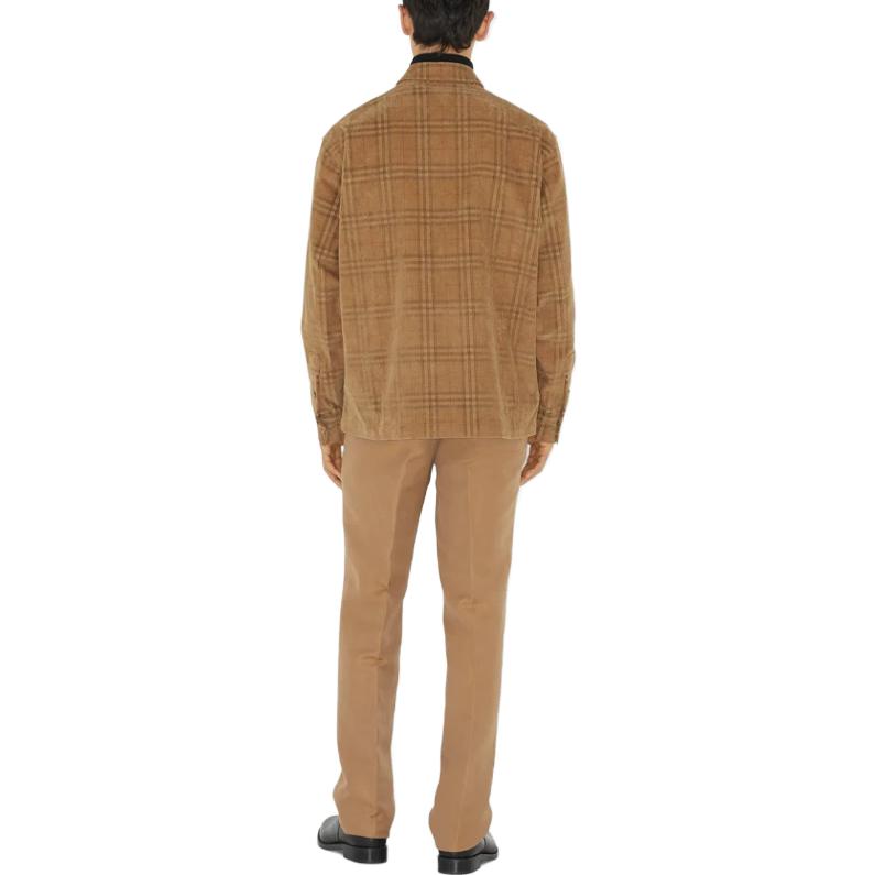 Burberry FW23 Check Print Loose Fit Long Sleeve Shirt Beige for Men. 80719431 圖 4