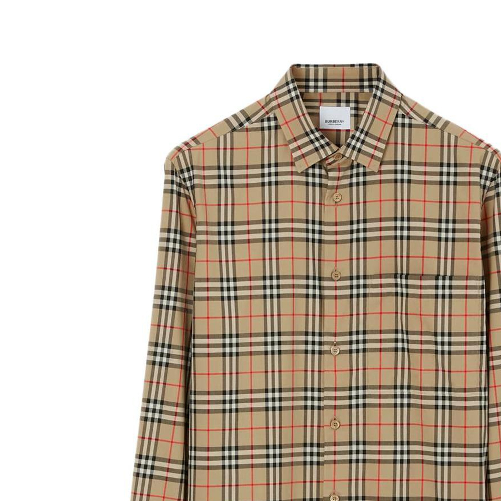 Burberry FW23 Check Print Single-Breasted Long Sleeve Shirt Beige 80705821 圖 6