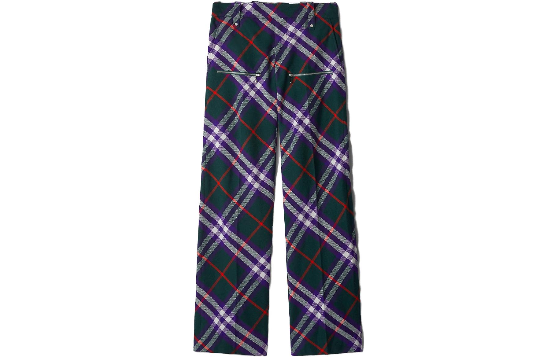 Order Burberry FW23 格紋拉鍊直筒休閒長褲 80791531