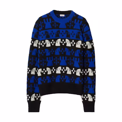 Burberry FW23 Colorblock Chess Pattern Crewneck Sweater Blue Men’s 80768921
