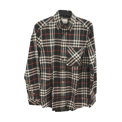 Burberry FW23 Colorblock Plaid Button-Down Long Sleeve Shirt Multicolor Men 80735031