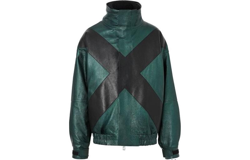 Burberry FW23 Contrast Collar Long-Sleeve Jacket Green for Men 45597991