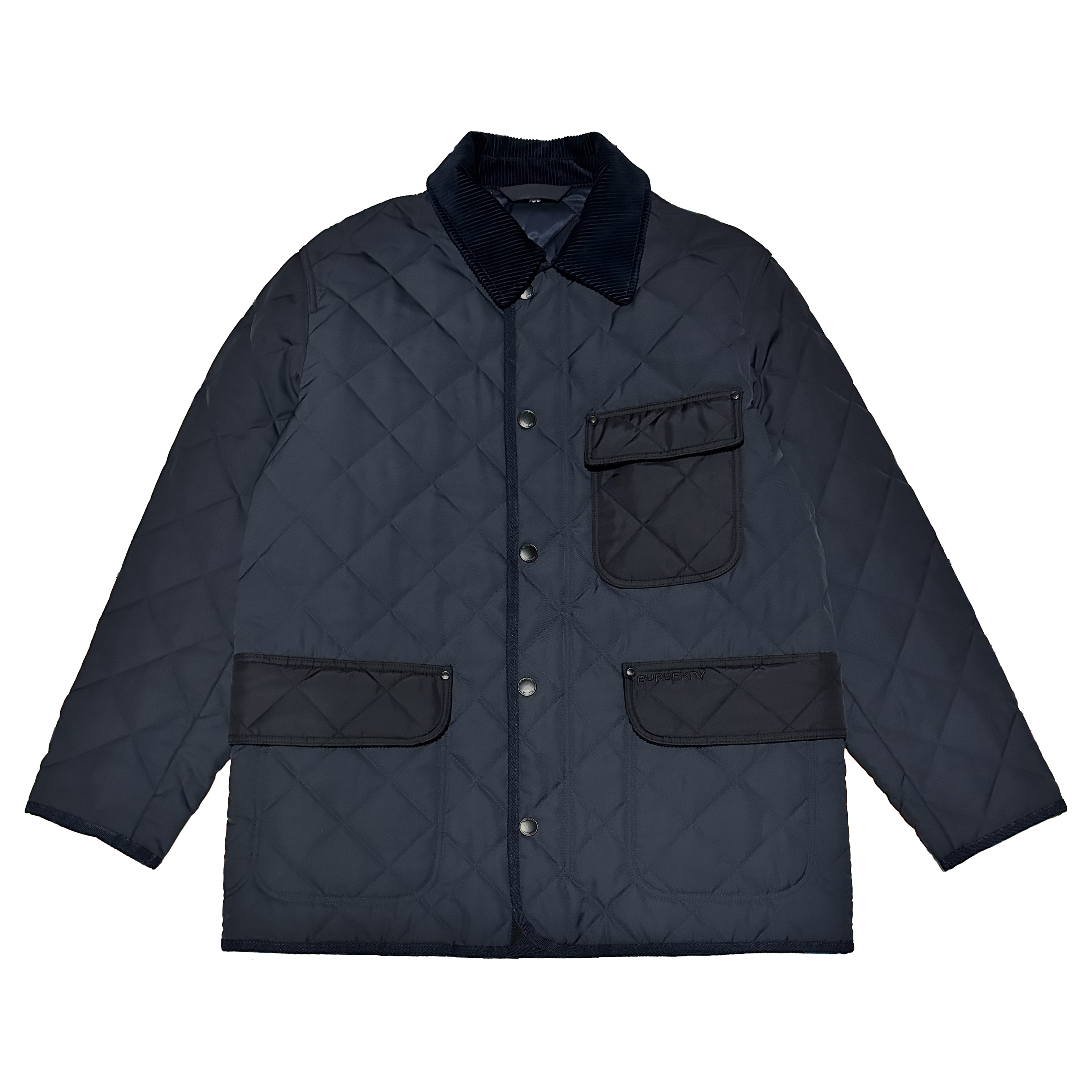 Burberry FW23 Diamond Quilted Cotton Jacket Navy Blue  Outerwear. 80731991