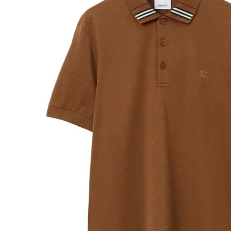 Details for Burberry FW23 Equestrian Knight Logo Casual Polo Shirt Brown . 80707731