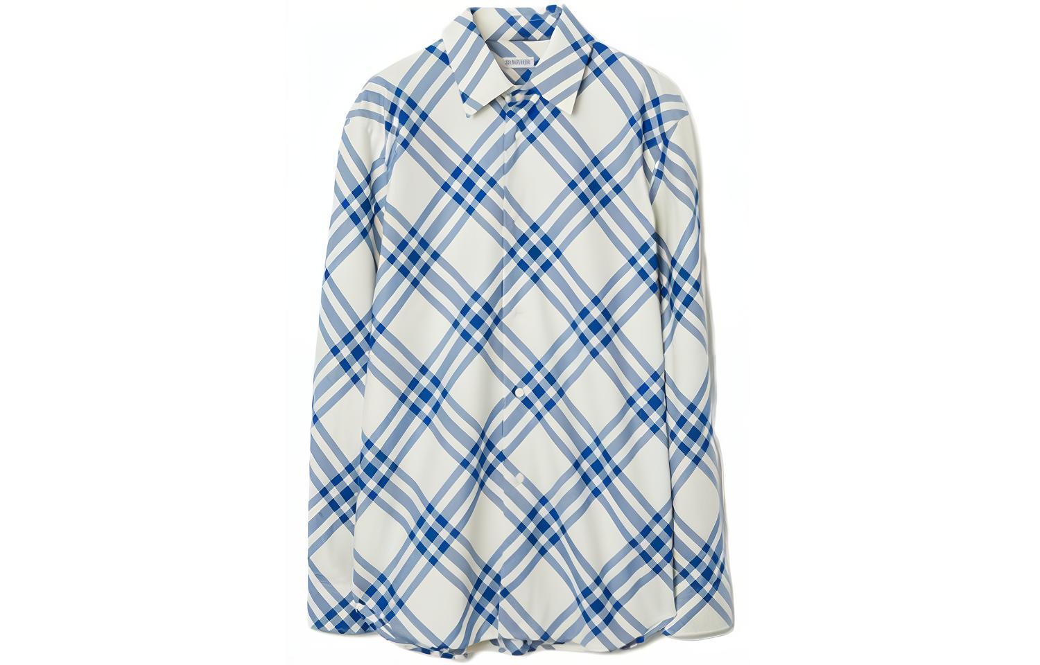 Burberry FW23 Multicolor Check Single-Breasted Long-Sleeve Shirt Salt Crystal Men 80791661