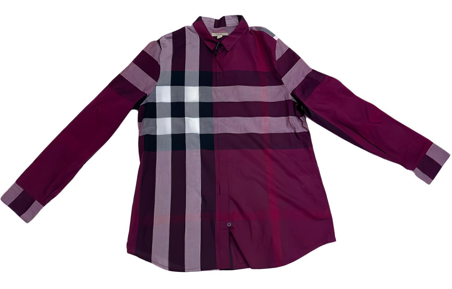 Burberry FW23 Plaid Print Long Sleeve Shirt  Purple Red 39991061