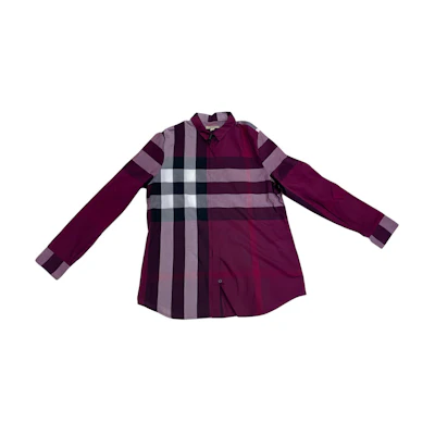 Burberry FW23 Plaid Print Long Sleeve Shirt Purple Red 39991061