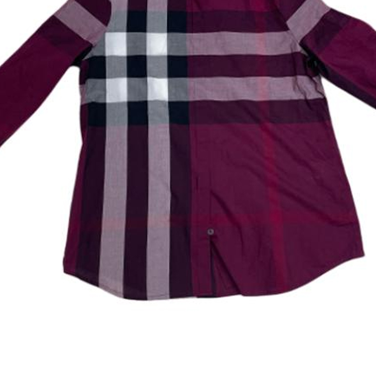Purchase Burberry FW23 Plaid Print Long Sleeve Shirt  Purple Red 39991061