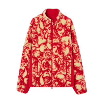 Burberry FW23 Reversible Rose Zip-Up Jacket Red 80824121