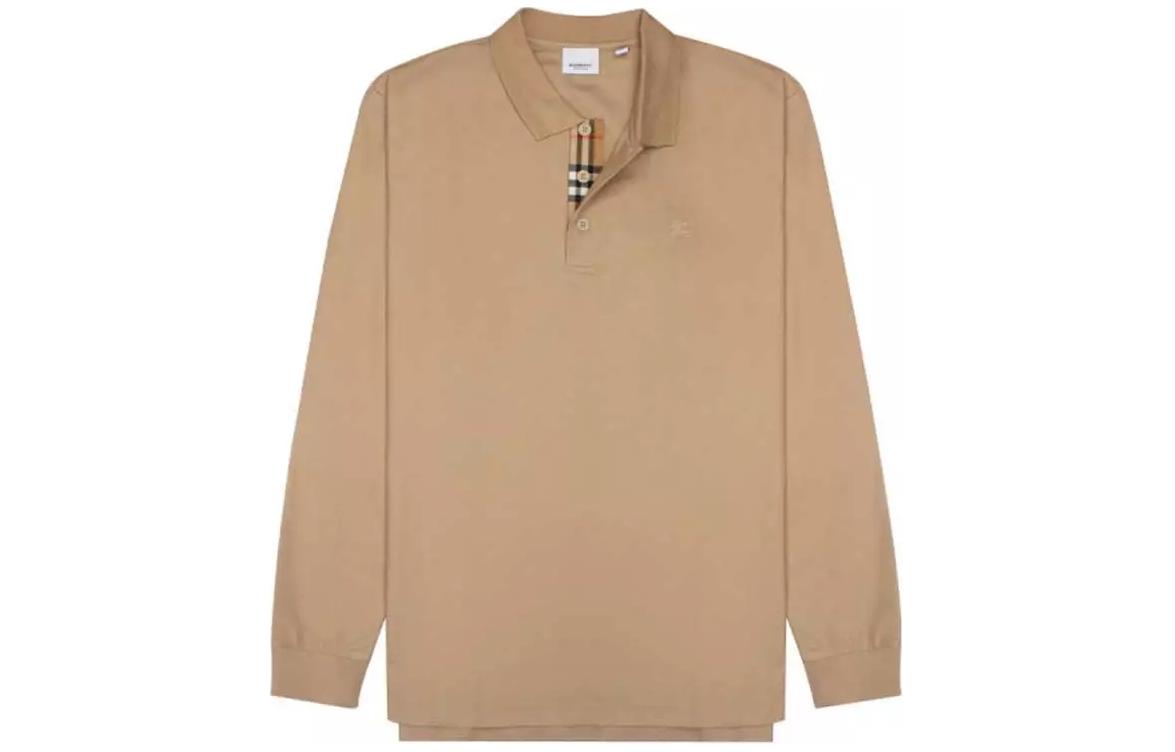 Order Burberry FW23 Baju Polo Lengan Panjang Straight-Cut Butang Beige. 80754861