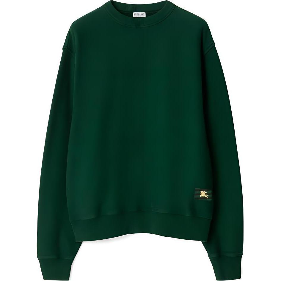 Burberry FW23 Solid Color Logo Crewneck Long Sleeve Sweatshirt Green Mens. 80812221