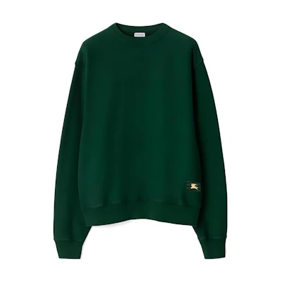 Burberry FW23 Solid Color Logo Crewneck Long Sleeve Sweatshirt Green Mens. 80812221