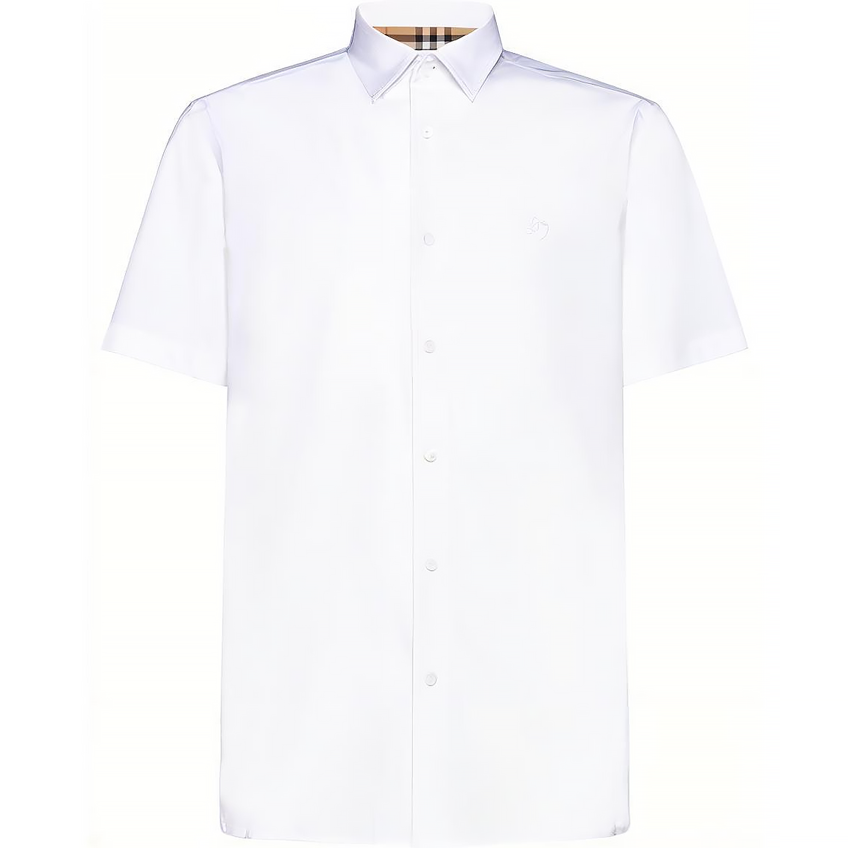 Buy Burberry FW23 Solid Color Short Sleeve Shirt with Embroidered Logo White Men 80795941