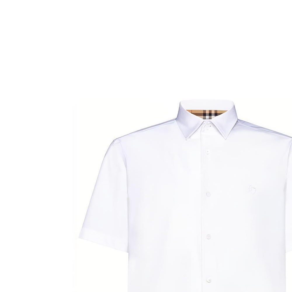 Shop Burberry FW23 Solid Color Short Sleeve Shirt with Embroidered Logo White Men 80795941