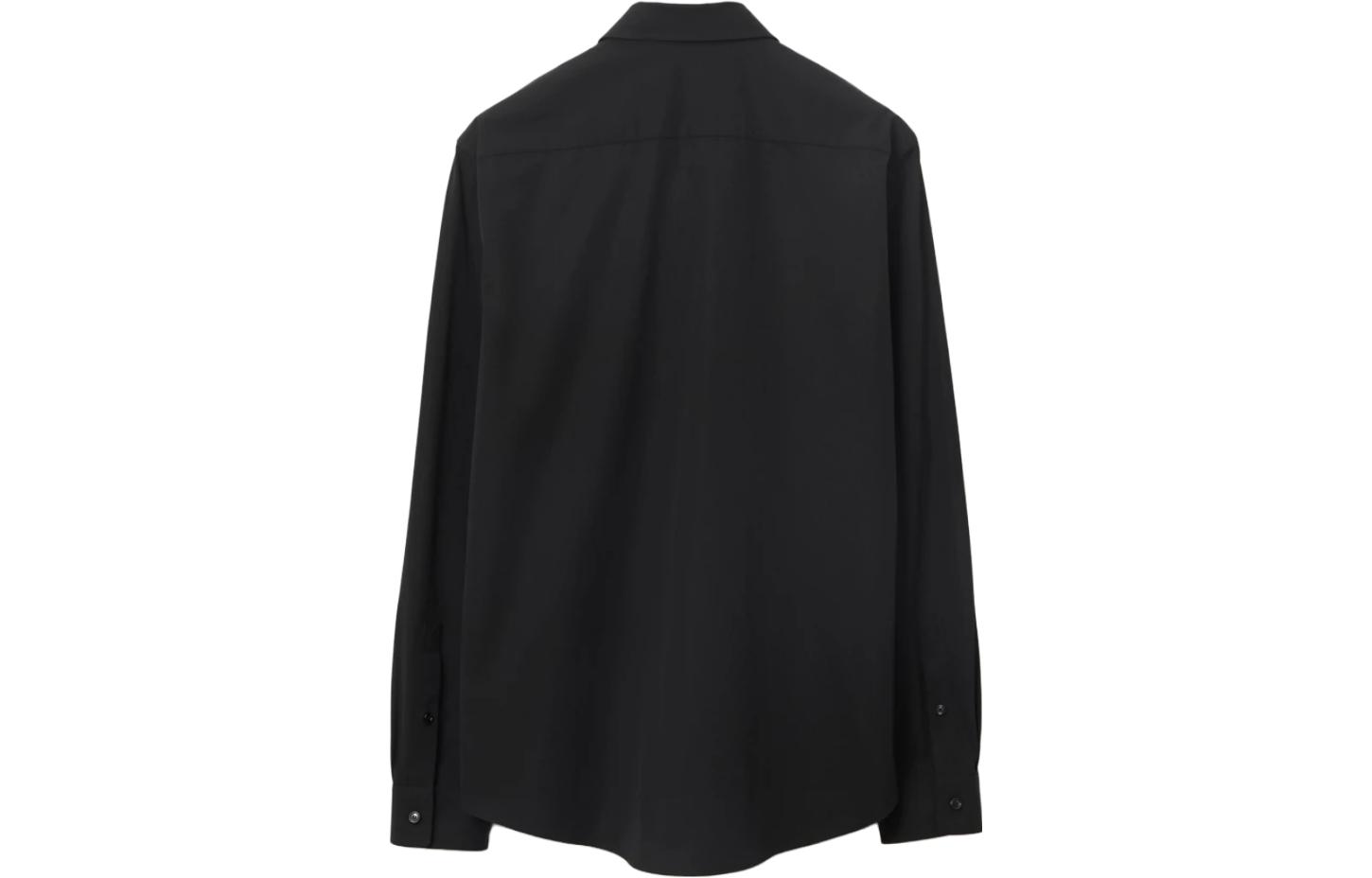 Burberry FW23 Solid Logo Embroidered Long Sleeve Shirt  Black 80830671 圖 3