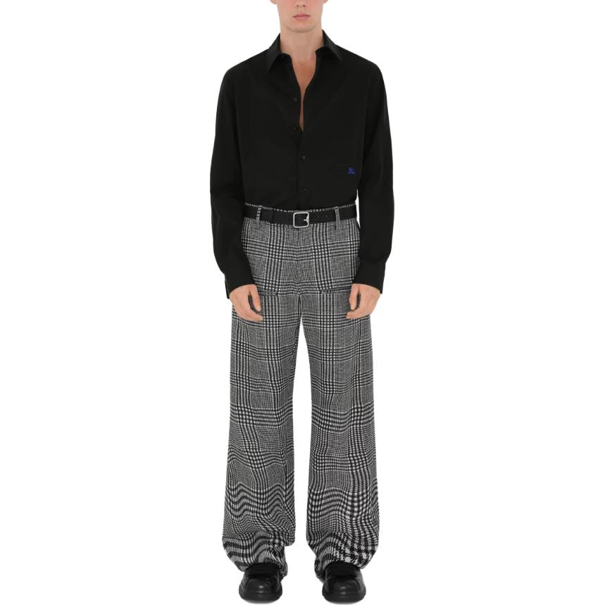 Burberry FW23 Solid Logo Embroidered Long Sleeve Shirt  Black 80830671 圖 4