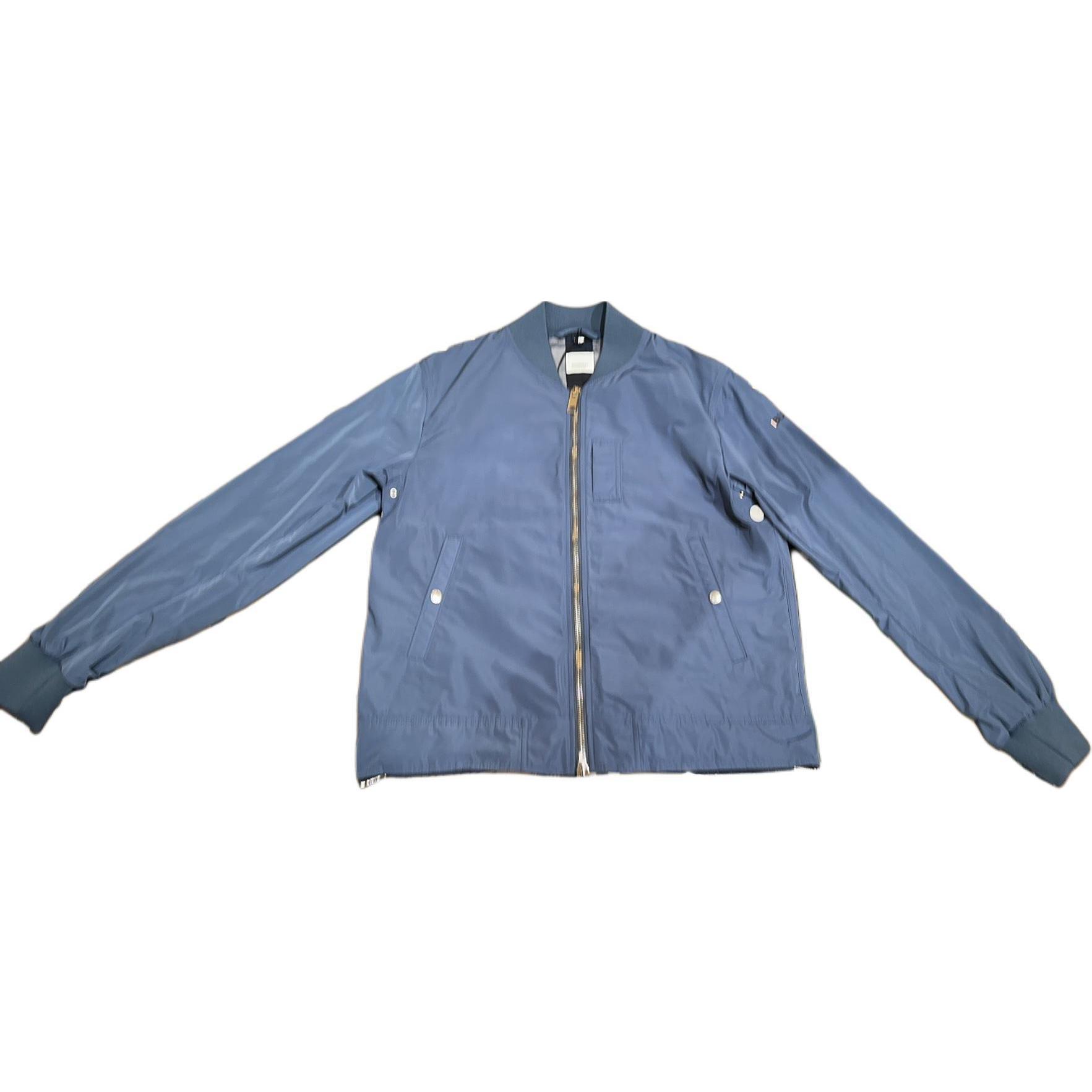 Burberry FW23 Solid Zip Baseball Collar Jacket Blue Gray 80678521