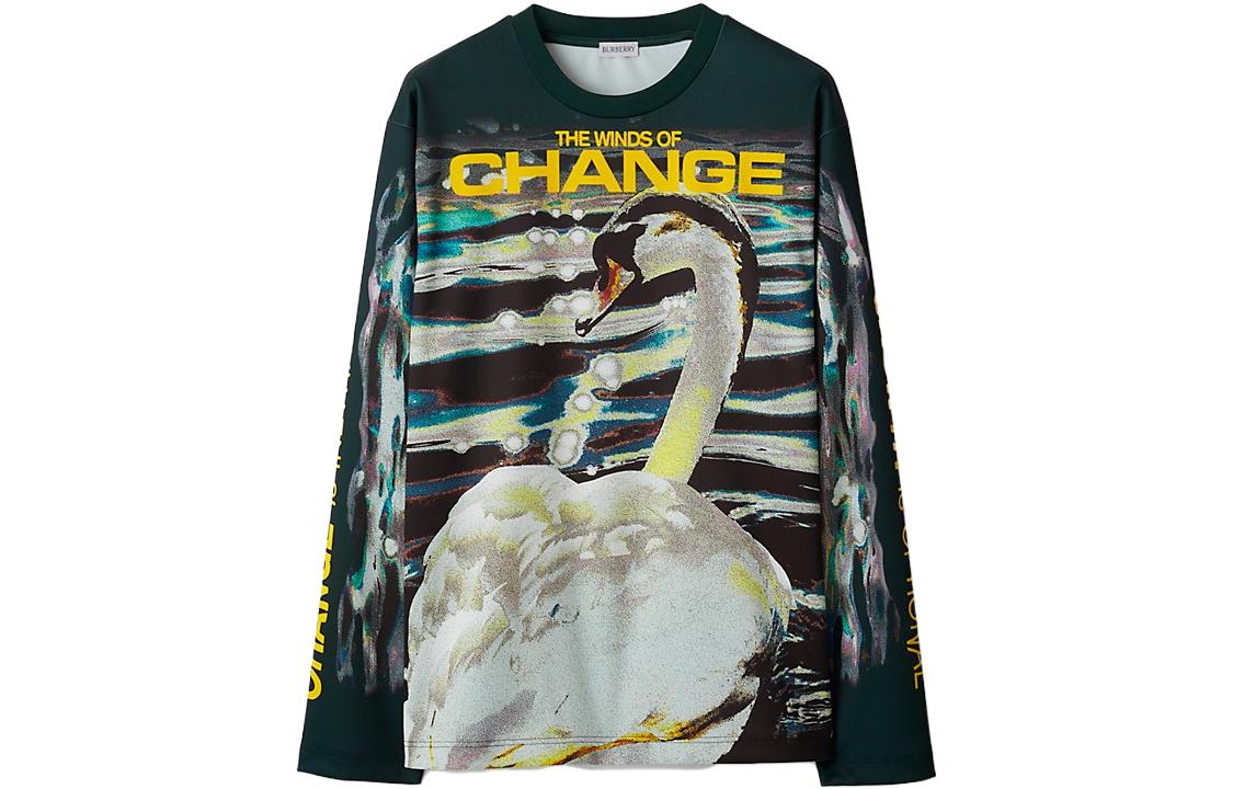 Burberry FW23 Swan Letter Print Sweatshirt Unisex Ivy Green. 80773331