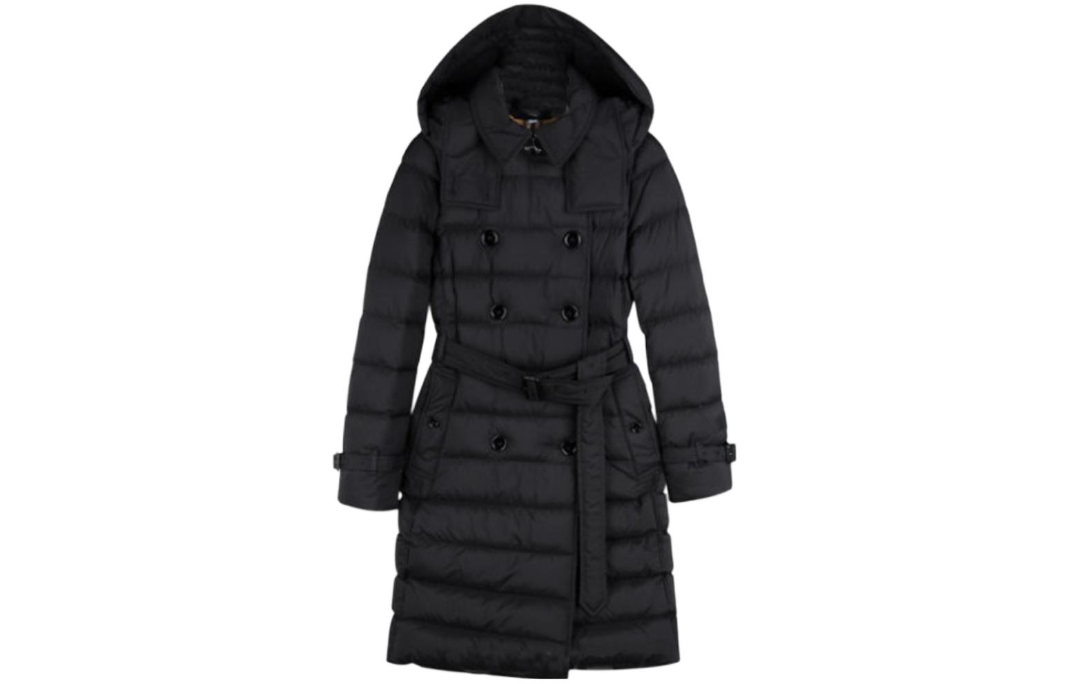 Burberry FW23 Unisex Black Hooded Double-Breasted Long Down Jacket. 80720841