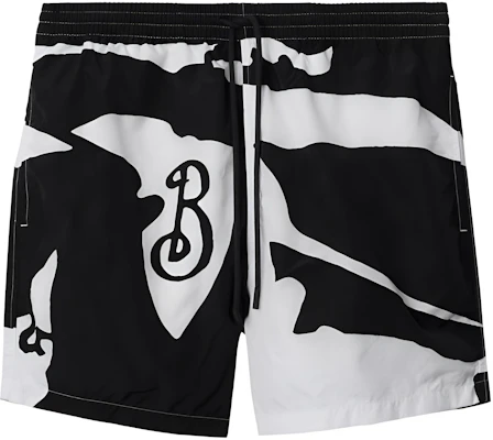 Burberry FW24 黑色中腰直筒海灘短褲附字母裝飾。 80960341 Buy Burberry FW24 黑色中腰直筒海灘短褲附字母裝飾。 80960341