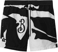 Order Burberry FW24 Black Mid-Rise Straight Beach Shorts with Letter Accents. 80960341